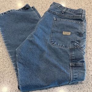 36x30 Wrangler Men's Authentic Loose Straight Fit Carpenter Jeans Distressed